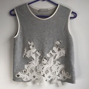 Unique Zara gray sleeveless lace cut out top
